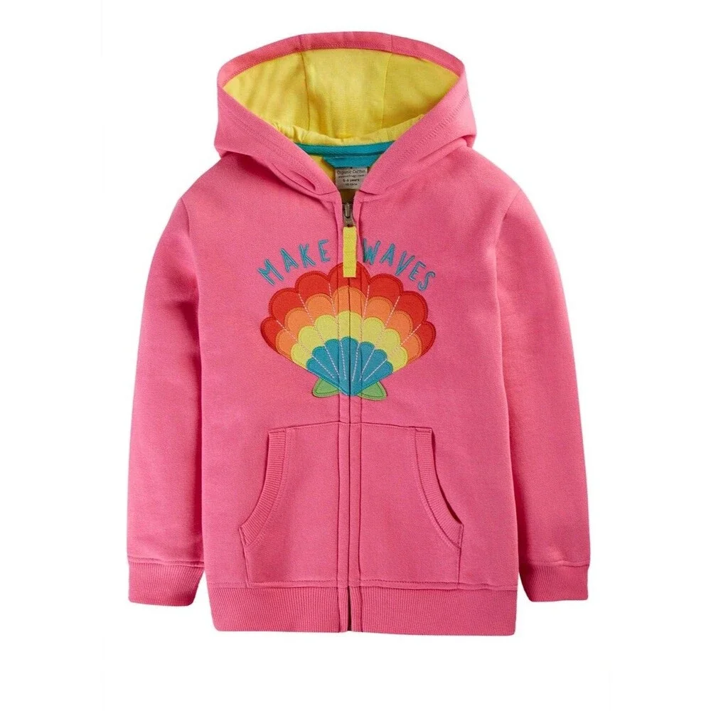 Frugi Toddler Girl 2-3 Switch Carbis Pink Organic Cotton Hoodie Jacket Seashell